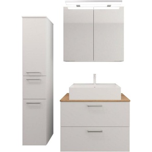 nobilia® elements Badmöbel-Set, (3-St), Badblock mit Spiegelschrank und Beimöbel