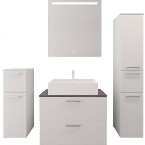 nobilia® elements Badmöbel-Set, (4-St), Badblock mit Flächenspiegel und Beimöbeln