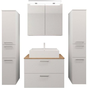 nobilia® elements Badmöbel-Set, (4-St), Badblock mit Spiegelschrank und Beimöbeln