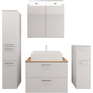 nobilia® elements Badmöbel-Set, (4-St), Badblock mit Spiegelschrank und Beimöbeln