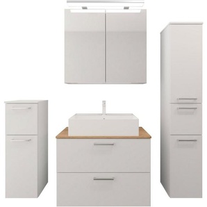 nobilia® elements Badmöbel-Set, (4-St), Badblock mit Spiegelschrank und Beimöbeln
