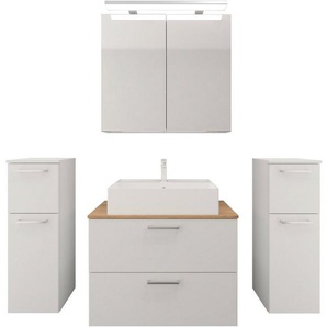 nobilia® elements Badmöbel-Set, (4-St), Badblock mit Spiegelschrank und Beimöbeln