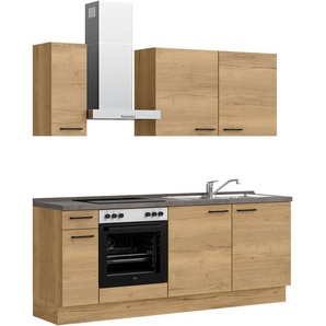 nobilia® Küchenzeile Structura basic, vormontiert, Ausrichtung wählbar, Breite 210 cm, mit E-Geräten