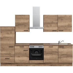 nobilia® Küchenzeile Structura basic, vormontiert, Ausrichtung wählbar, Breite 300 cm, mit E-Geräten
