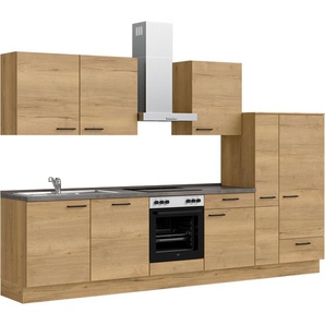 nobilia® Küchenzeile Structura basic, vormontiert, Ausrichtung wählbar, Breite 330 cm, mit E-Geräten