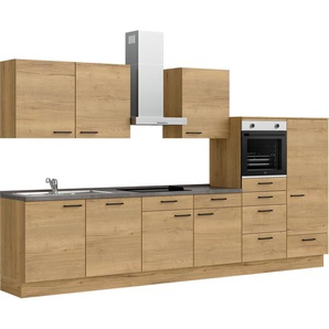 nobilia® Küchenzeile Structura basic, vormontiert, Ausrichtung wählbar, Breite 360 cm, mit E-Geräten