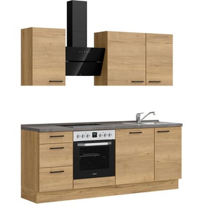 nobilia® Küchenzeile Structura premium, vormontiert, Ausrichtung wählbar, Breite 210 cm, mit E-Geräten