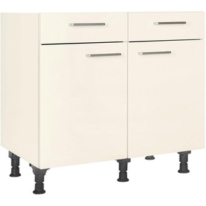 Nobilia Schubkastenunterschrank Touch, Magnolie, Metall, 1 Fächer, 2 Schubladen, einzeln stellbar, 90x87x56 cm, Blauer Engel, Pefc, Goldenes M, Made in Germany, DGM-Klimapakt, Zusatzausstattung erhältlich, Küchen, Küchenmöbel, Küchenschränke,