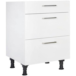 Nobilia Schubkastenunterschrank Touch, Weiß, Metall, 3 Schubladen, einzeln stellbar, 60x87x56 cm, Blauer Engel, Pefc, Goldenes M, Made in Germany,