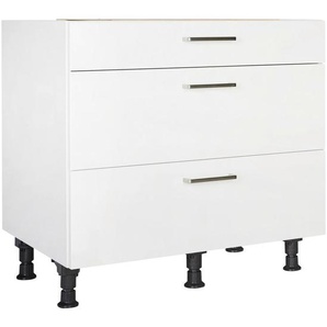 Nobilia Schubkastenunterschrank Touch, Weiß, Metall, 3 Schubladen, einzeln stellbar, 90x87x56 cm, Blauer Engel, Pefc, Goldenes M, Made in Germany, DGM-Klimapakt, Zusatzausstattung erhältlich, Küchen, Küchenmöbel, Küchenschränke, Küchenunterschränke