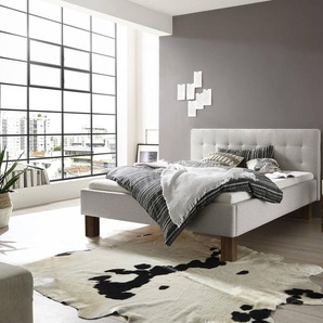 Hasena Polsterbett Noemi, Farbe: Nussbaum, geölt, Bezugsfarbe: Pepe grey, verschiedene Größen