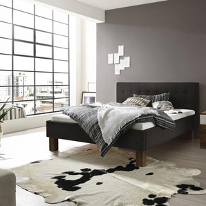 Hasena Polsterbett Noemi, Farbe: Nussbaum, geölt, Bezugsfarbe: Buffalo shale, verschiedene Größen