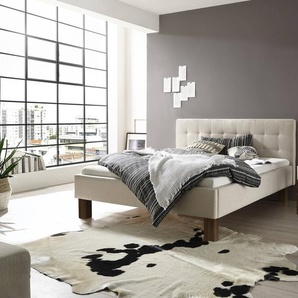 Hasena Polsterbett Noemi, Farbe: Nussbaum, geölt, Bezugsfarbe: Pepe beige, verschiedene Größen