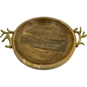 Dekotablett NOOR LIVING Weihnachtsdeko Dekoschalen Gr. Ø 40 cm, braun Dekoschalen Dekotabletts aus exclusivem Mango-Holz