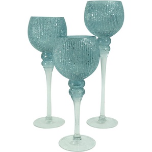 Kerzenhalter NOOR LIVING Florenz, Weihnachtsdeko blau (silberfarben, türkis) Windlichter Laternen aus Glas