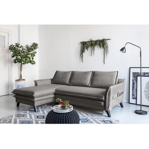 Ecksofa Mia Mia II Grau/Grau Webstoff 227 x 86 x 149cm Longchair davorstehend links Modern