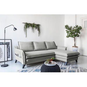 Ecksofa Mia Mia II Grau/Lichtgrau Webstoff 227 x 86 x 149cm Longchair davorstehend rechts Modern