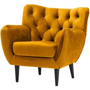 Sessel Lowen I Gelb/Senfgelb Samt Ravi 86 x 86 x 84cm