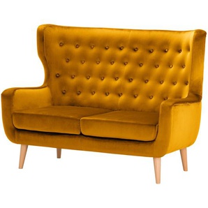 Sofa Boyka I 2-Sitzer Gelb/Senfgelb Samt Ravi 144 x 105 x 88cm Skandi