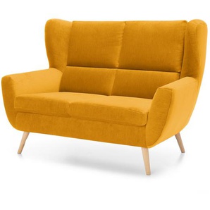 Norrwood Sofa Glenhaven 2-Sitzer Senfgelb Samt 137x105x95 cm