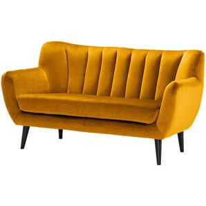 Sofa Polva I 2-Sitzer Gelb/Senfgelb Samt Ravi 155 x 82 x 81cm Skandi