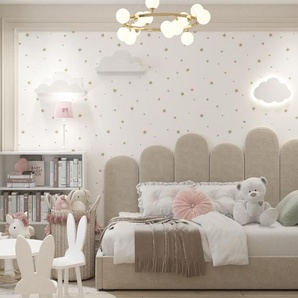 NORTH Kinderbett Mia 120x200 cm ohne Kopfteil – mit seitlichen Schutzpanelen in variabler Höhe - Piano 02 Samt