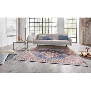 Nouristan Kurzflorteppich Anthea Jeansblau Rechteckig 160x230 cm (BxT) Vintage Design Webstoff