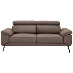 Novel 2-Sitzer-Sofa, Braun, Leder, Echtleder, Rindleder, 203x86-103x104 cm, Fußauswahl, Lederauswahl, Stoffauswahl, Hocker erhältlich, Typenauswahl,
