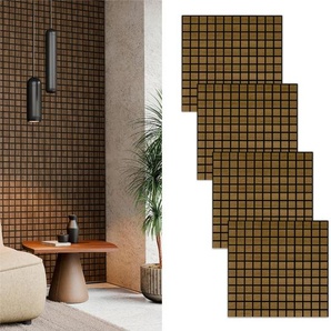 Novel Akustikpaneel Eiche rustikal Blockbuster, Eiche, Dunkelbraun, Holz, Kunststoff, Holzwerkstoff, Eiche, furniert, Holz, 61x0.08x61 cm, FSC Mix, Montage ohne Bohren, Tapeten & Wandverkleidungen, Akustikpaneele