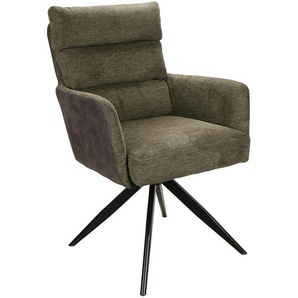 Novel Armlehnstuhl, Anthrazit, Grün, Schwarz, Metall, Textil, Füllung: Schaumstoff, konisch, 60x91x67 cm, Sitzfläche 360° drehbar, Esszimmer, Stühle,