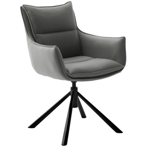 Novel Armlehnstuhl, Anthrazit, Schwarz, Metall, Textil, konisch, Rundrohr, 60x90x65 cm, Beinauswahl, Stoffauswahl, Typenauswahl, Sitzfläche 360°