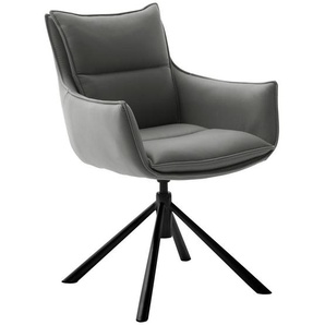 Novel Armlehnstuhl, Anthrazit, Schwarz, Metall, Textil, konisch, Rundrohr, 60x90x65 cm, Beinauswahl, Stoffauswahl, Typenauswahl, Sitzfläche 360°