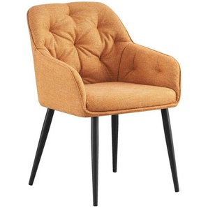 Novel Armlehnstuhl, Gelb, Schwarz, Metall, Textil, Rundrohr, 56x82x61.5 cm, Stoffauswahl, Esszimmer, Stühle, Esszimmerstühle, Armlehnenstühle