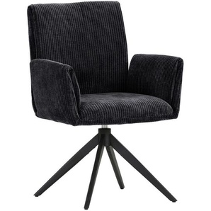 Novel Armlehnstuhl, Graphit, Textil, Drehkreuz, 65x90x60 cm, Sitzfläche 360° drehbar, automatische Rückholfunktion, Esszimmer, Stühle,
