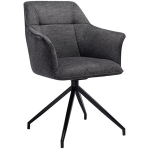 Novel Armlehnstuhl, Grau, Metall, Textil, Drehkreuz, 60x85x62 cm, Typenauswahl, Sitzfläche 180° drehbar, Esszimmer, Stühle, Esszimmerstühle,