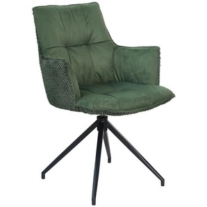 Novel Armlehnstuhl, Grün, Schwarz, Metall, Textil, Drehkreuz, 59x90x62.5 cm, Stoffauswahl, Sitzfläche 360° drehbar, inklusive Armlehnen, automatische