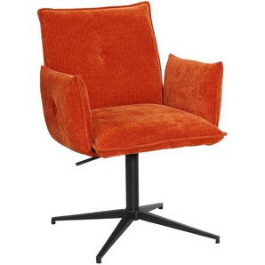 Novel Armlehnstuhl, Orange, Schwarz, Metall, Textil, Drehkreuz, Säule, 63x63.5x86 cm, Sitzfläche 360° drehbar, automatische Rückholfunktion,