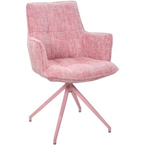 Novel Armlehnstuhl, Rosa, Metall, Textil, Rundrohr, Drehkreuz, 59.5x90.5x62.5 cm, Typenauswahl, Sitzfläche 360° drehbar, automatische Rückholfunktion,