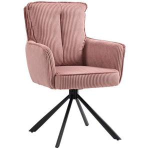 Novel Armlehnstuhl, Rosa, Metall, Textil, Stativgestell, 62x95x67 cm, Handmade in China, Stoffauswahl, Sitzfläche 180° drehbar, Esszimmer, Stühle,