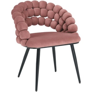 Novel Armlehnstuhl, Rosa, Schwarz, Metall, Textil, Rundrohr, 58x80x62 cm, Stoffauswahl, Esszimmer, Stühle, Esszimmerstühle, Armlehnenstühle