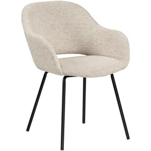 Novel Armlehnstuhl, Schwarz, Beige, Metall, Textil, Rundrohr, 59x82x62 cm, Stoffauswahl, Esszimmer, Stühle, Esszimmerstühle, Armlehnenstühle