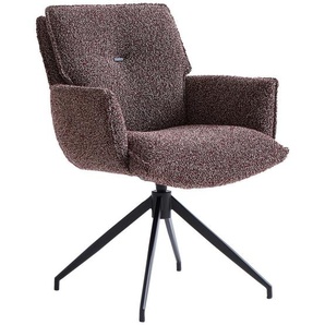 Novel Armlehnstuhl, Schwarz, Bordeaux, Metall, Textil, Drehkreuz, 66x89x69 cm, Sitzfläche 360° drehbar, automatische Rückholfunktion, Esszimmer, Stühle, Esszimmerstühle, Armlehnenstühle