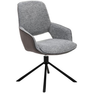 Novel Armlehnstuhl, Schwarz, Dunkelgrau, Metall, Textil, Drehkreuz, 57x93x64 cm, Stoffauswahl, Sitzfläche 360° drehbar, Esszimmer, Stühle,