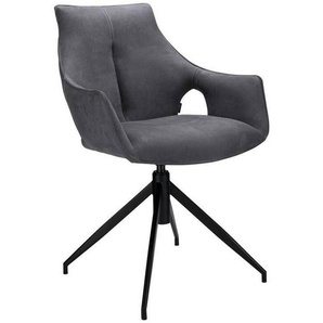 Novel Armlehnstuhl, Schwarz, Dunkelgrau, Metall, Textil, Füllung: Schaumstoff, eckig, 59x87x61 cm, Sitzfläche 360° drehbar, automatische