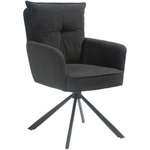 Novel Armlehnstuhl, Schwarz, Metall, Textil, Stativgestell, 60x95x67 cm, Handmade in China, Sitzfläche 180° drehbar, Esszimmer, Stühle, Esszimmerstühle, Armlehnenstühle