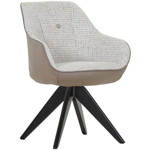 Novel Armlehnstuhl, Schwarz, Taupe, Beige, Textil, Eiche, massiv, Drehkreuz, 60x83x65 cm, Stoffauswahl, Sitzfläche 360° drehbar, Gestellauswahl, automatische Rückholfunktion, Esszimmer, Stühle, Esszimmerstühle, Armlehnenstühle
