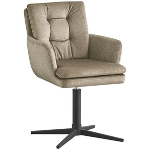 Novel Armlehnstuhl, Schwarz, Taupe, Metall, Textil, Drehkreuz, 60x88x67 cm, Sitzfläche 360° drehbar, Stoffauswahl, Esszimmer, Stühle, Esszimmerstühle,