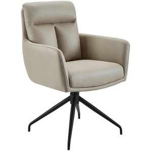 Novel Armlehnstuhl, Schwarz, Taupe, Metall, Textil, Drehkreuz, 62x89.5x65 cm, Sitzfläche 360° drehbar, Esszimmer, Stühle, Esszimmerstühle, Armlehnenstühle