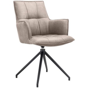 Novel Armlehnstuhl, Schwarz, Taupe, Metall, Textil, eckig, Drehkreuz, 59x89.5x63 cm, Typenauswahl, Sitzfläche 360° drehbar, automatische Rückholfunktion, Esszimmer, Stühle, Esszimmerstühle, Armlehnenstühle
