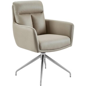Novel Armlehnstuhl, Taupe, Edelstahl, Metall, Textil, Drehkreuz, 62x89.5x65 cm, Sitzfläche 360° drehbar, Esszimmer, Stühle, Esszimmerstühle, Armlehnenstühle
